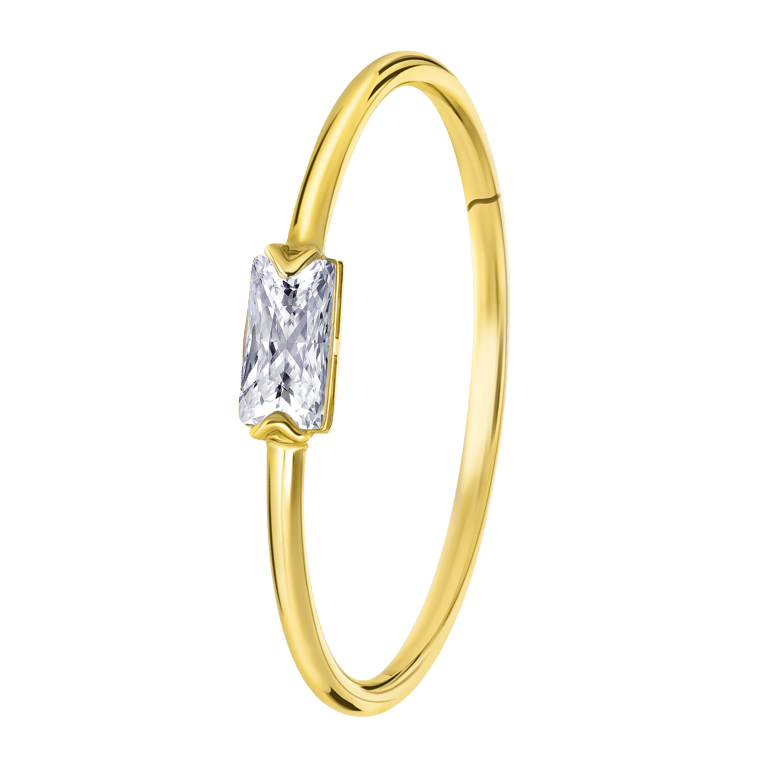 14 karaat geelgouden ring met zirkonia rechthoek