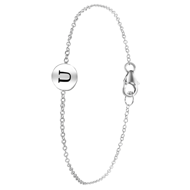 Zilveren armband alfabet rhodiumplated