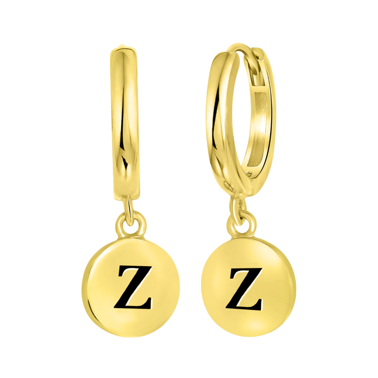 Zilveren oorringen alfabet goldplated