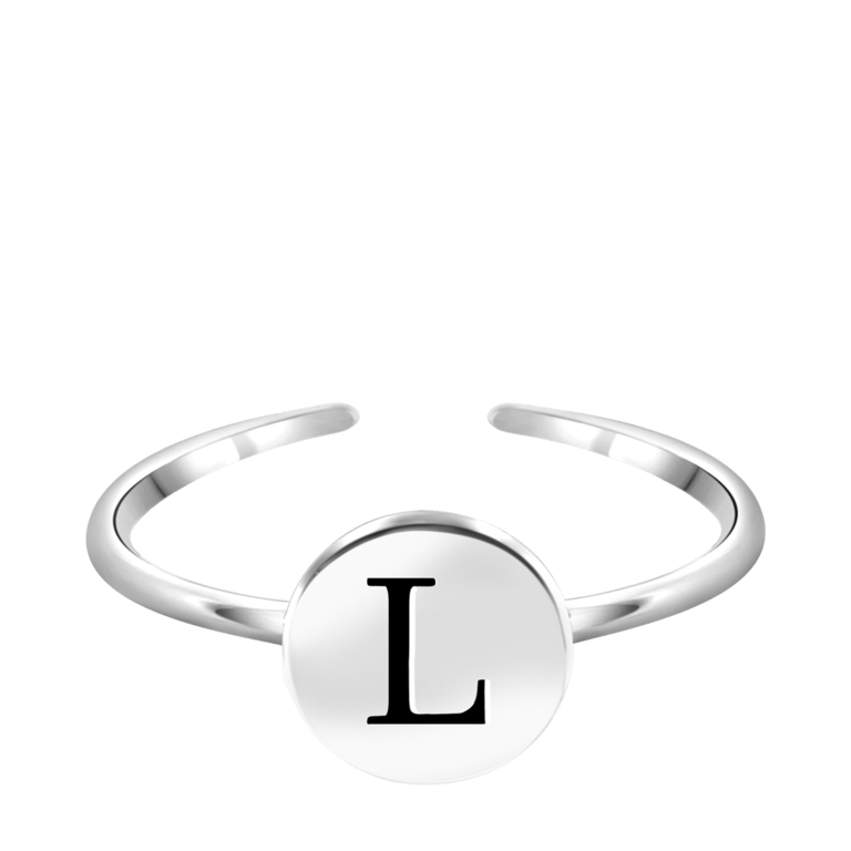 Silberfarbener Bijoux-Ring, Herz mit Initialen