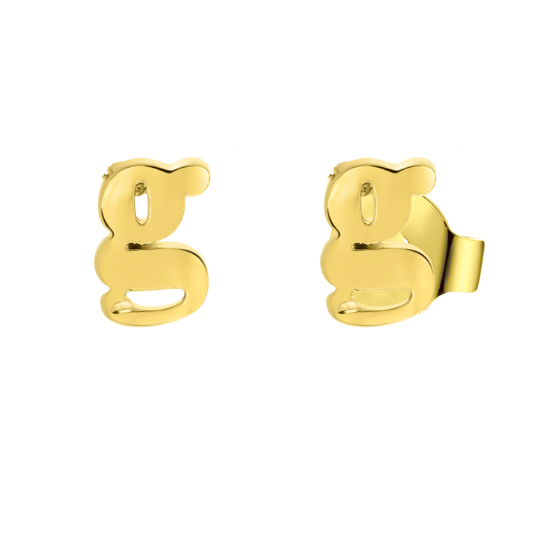 Stalen oorbellen goldplated letter