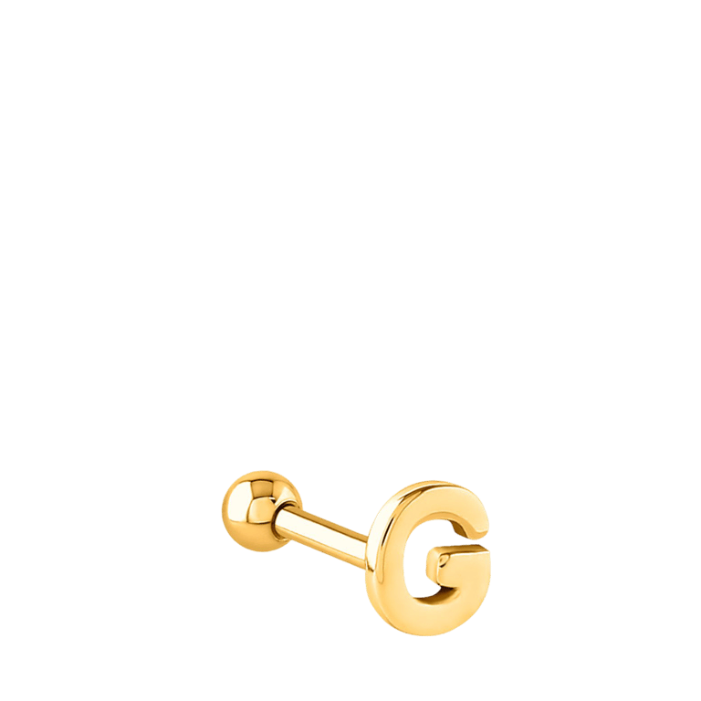 Stalen helixpiercing gold letter