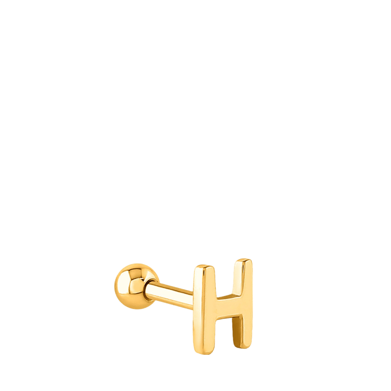 Stalen helixpiercing gold letter