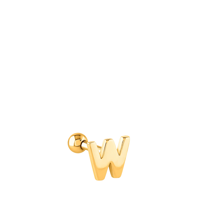 Stalen helixpiercing gold letter