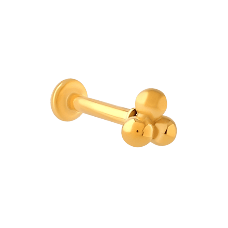 Stalen traguspiercing gold 3bolletjes