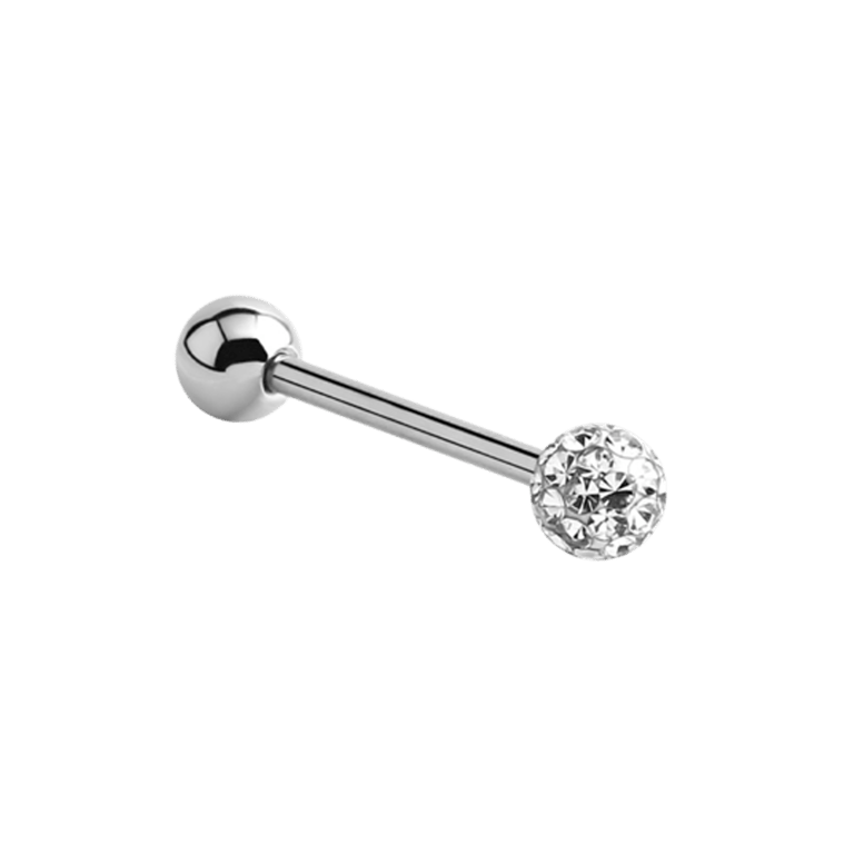 Stalen tongpiercing barbell kristal