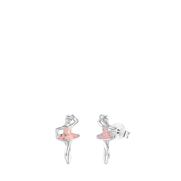 Kinderohrringe, 925 Silber, Ballerina, Emaille