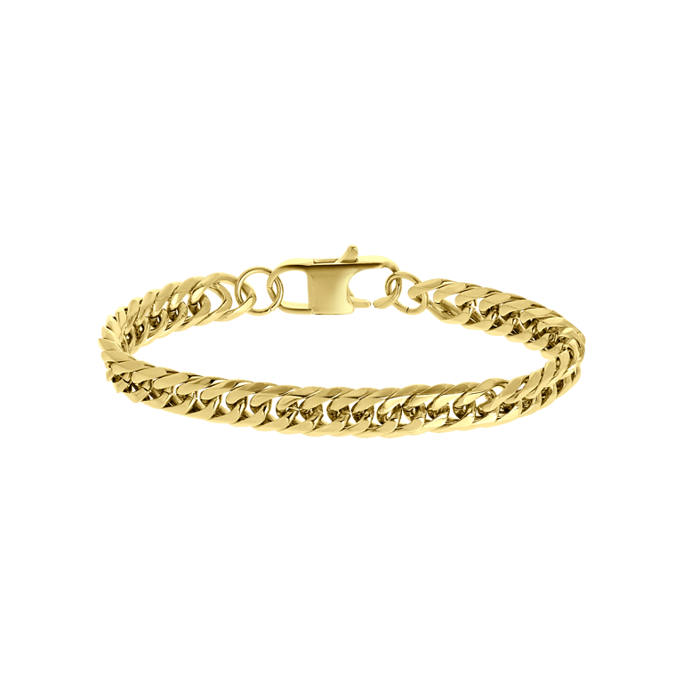 Gerecycleerd stalen goldplated armband met gourmetschakel