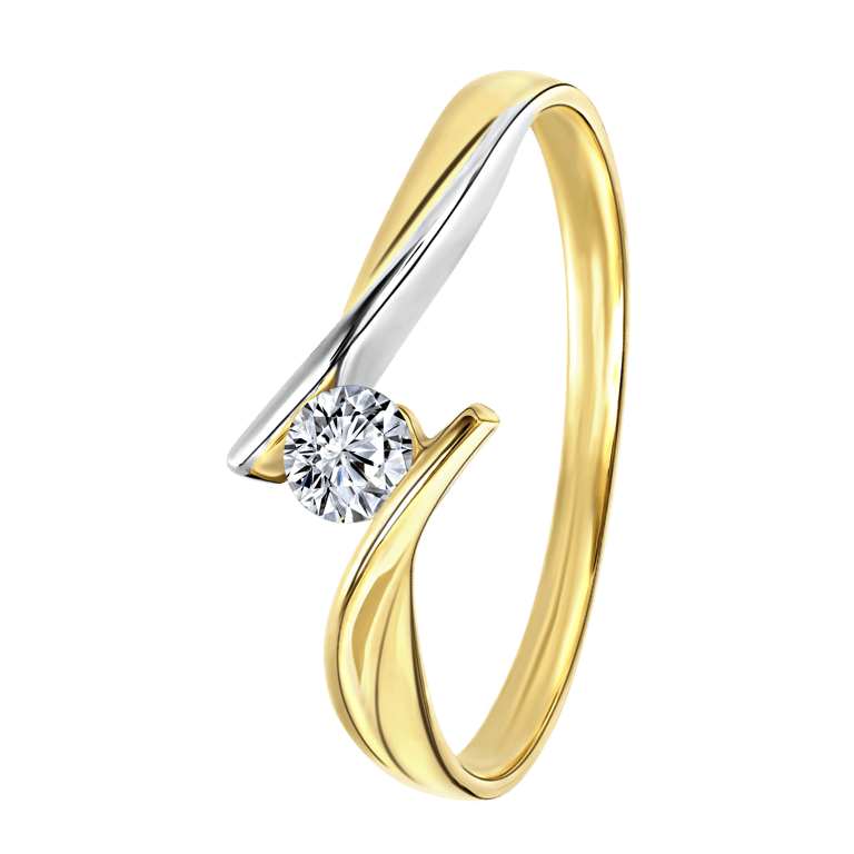 9 Karaat bicolor ring met zirkonia