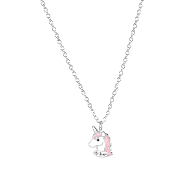 Zilveren kinderketting unicorn emaille