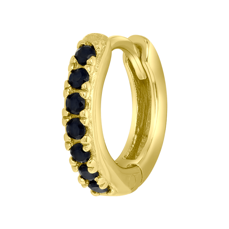 Zilveren gold helixpiercing zwart zirkonia