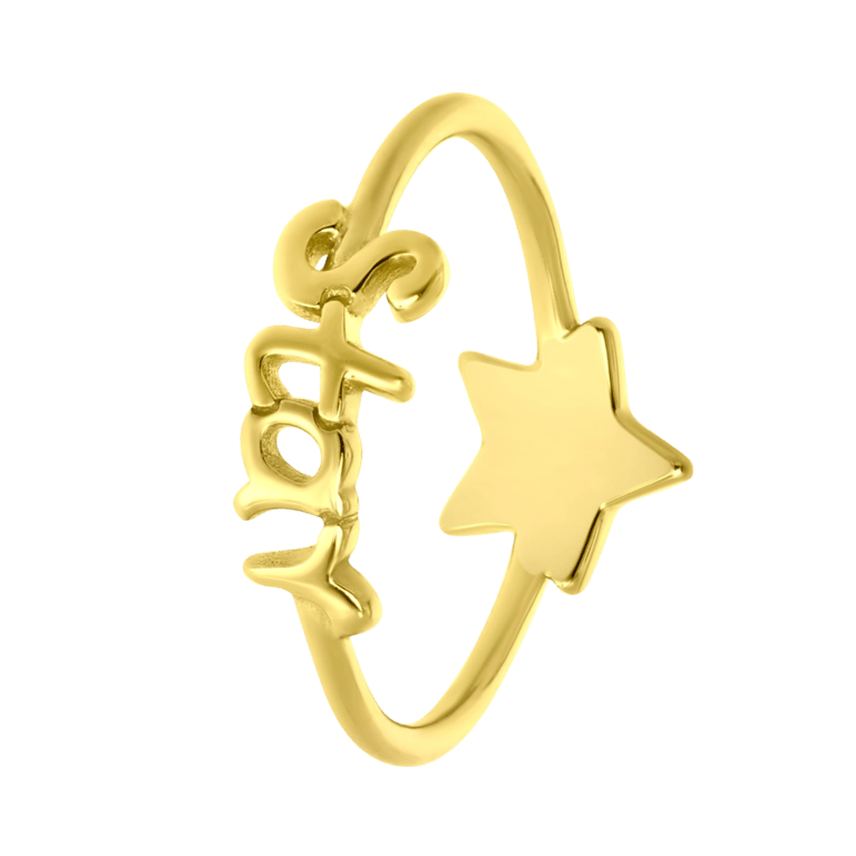 Zilveren goldplated ring star