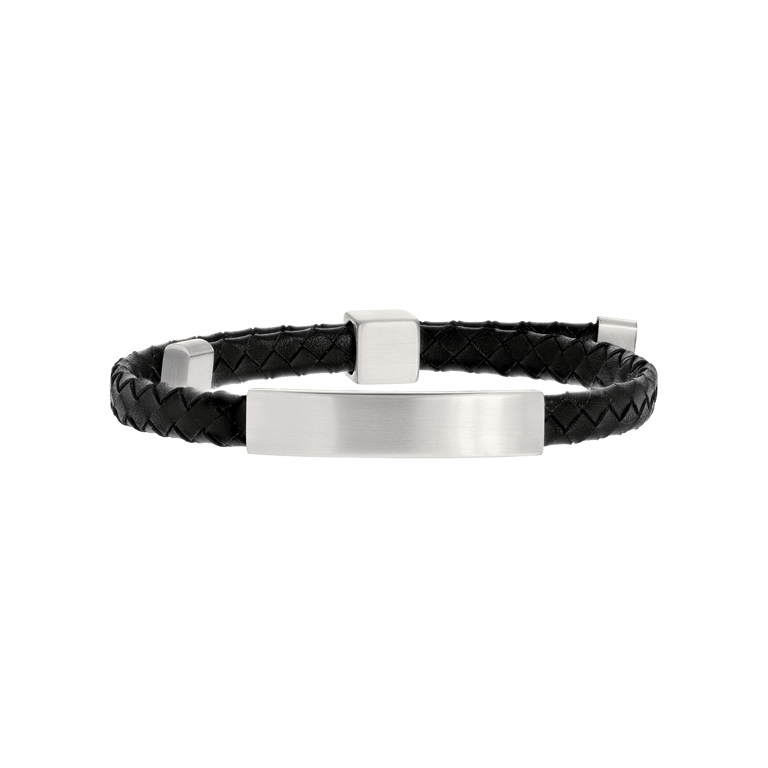 Plattenarmband für Herren, Edelstahl matt, schwarz