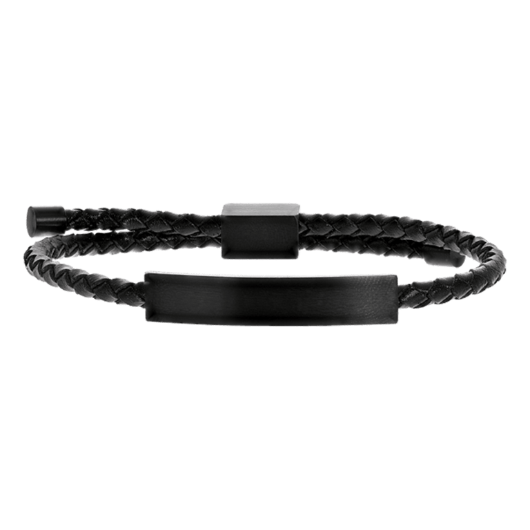 Plattenarmband für Herren, Edelstahl matt, schwarz