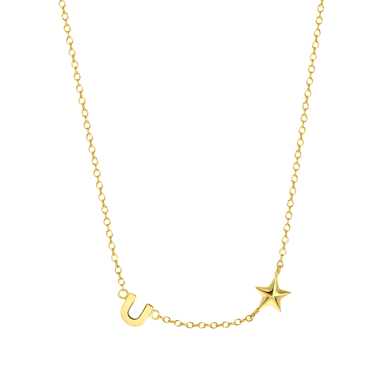 Zilveren goldplated ketting letter/stardust