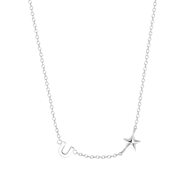 Zilveren ketting letter/stardust