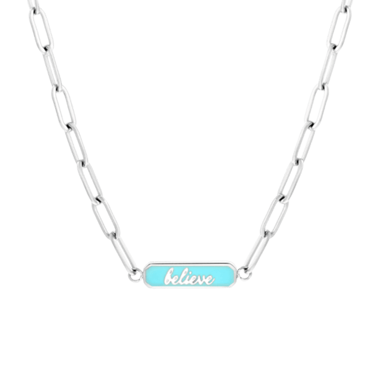 Stalen ketting believe emaille mint