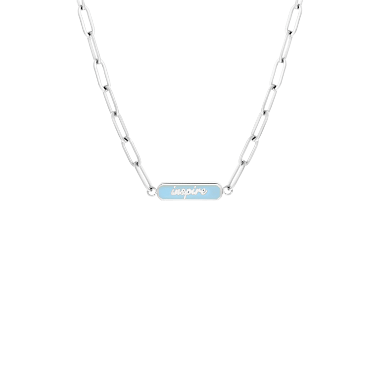 Stalen ketting inspire emaille blauw