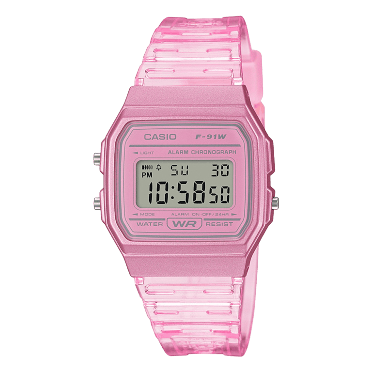 CASIO COLLECTION, rosa, transparent F-91WS-4EF