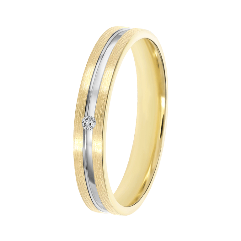 14K bicolor gouden dames trouwring 3mm Lara TW 308