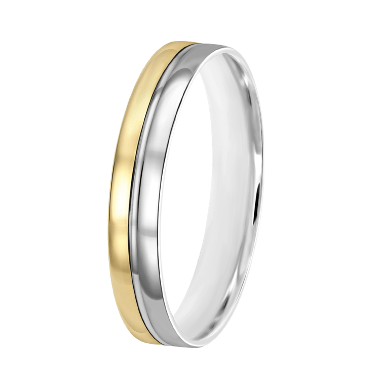 Bicolor-Trauring für Herren, 375 Gold, 4 mm, Vera TW 459