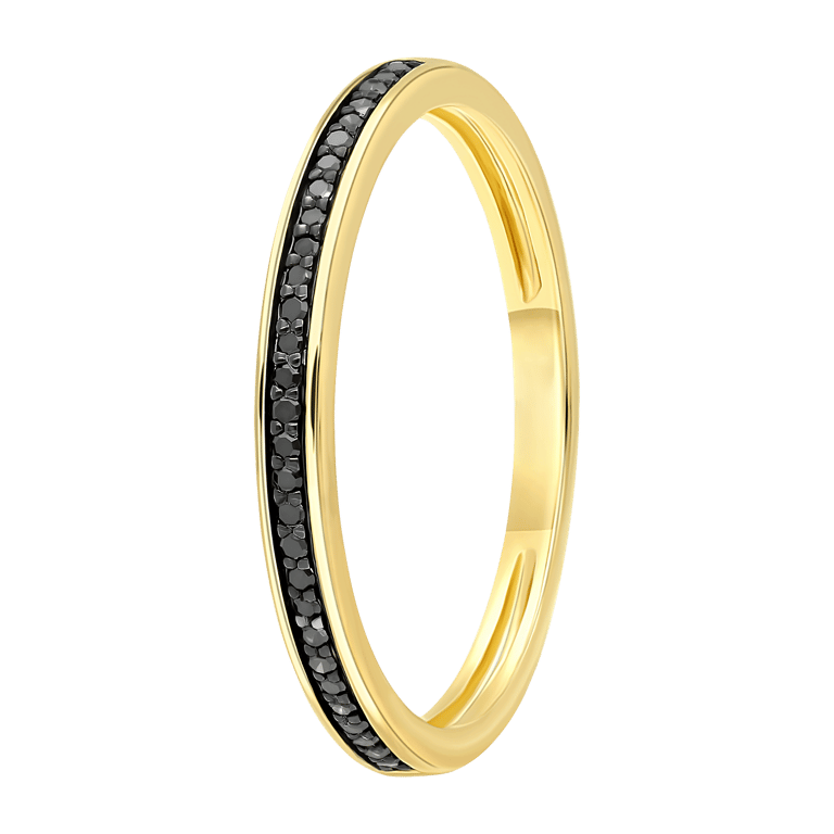 Schienenring, 585 Gelbgold, 29 schwarze Diamanten 0,08 kt