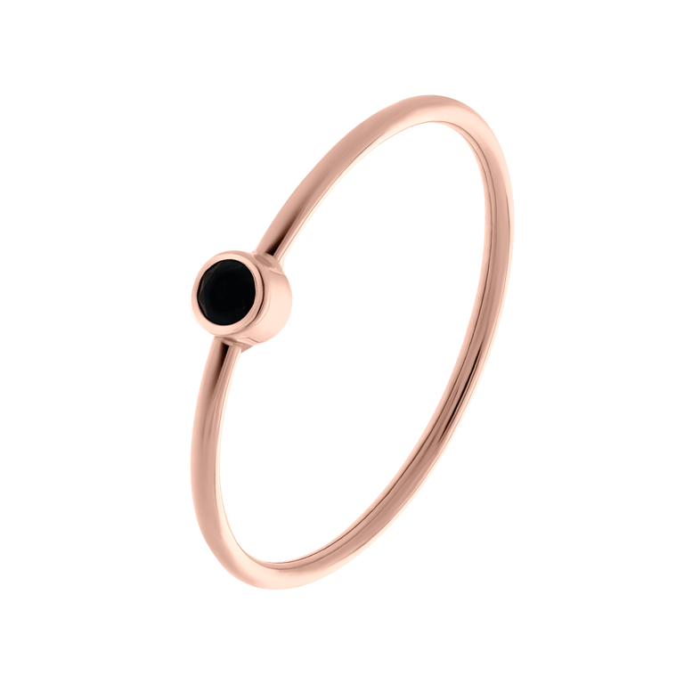 Ring aus 585 Roségold mit schwarzem Spinell Edelstein