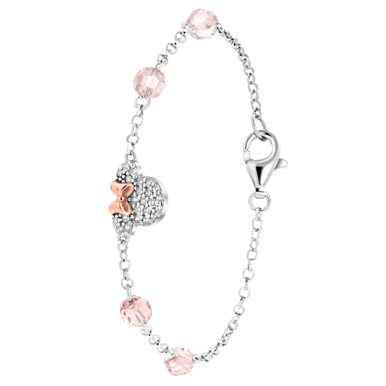 Zilveren Disney Minnie armband roseplated zirkonia