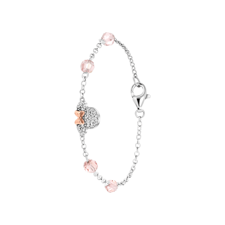 Zilveren Disney Minnie roseplated ketting kristal