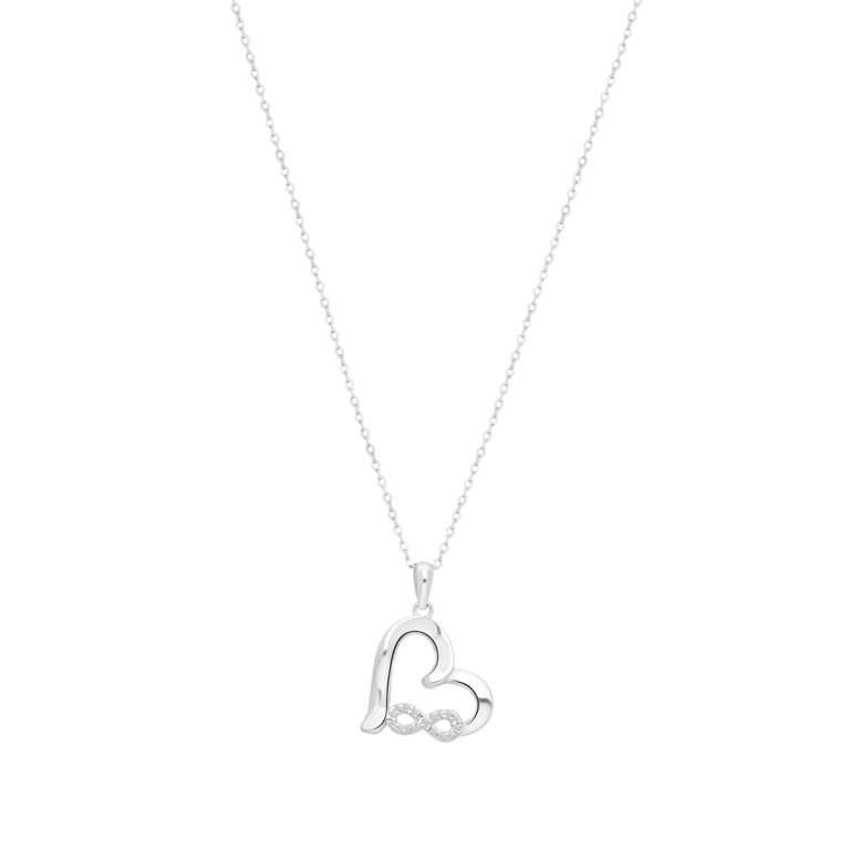 Zilveren ketting hanger hart en infinity zirkonia