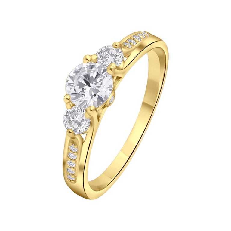 Zilveren goldplated ring met zirkonia