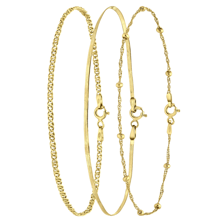 Gerecycleerd zilveren goldplated set met 3 armbanden