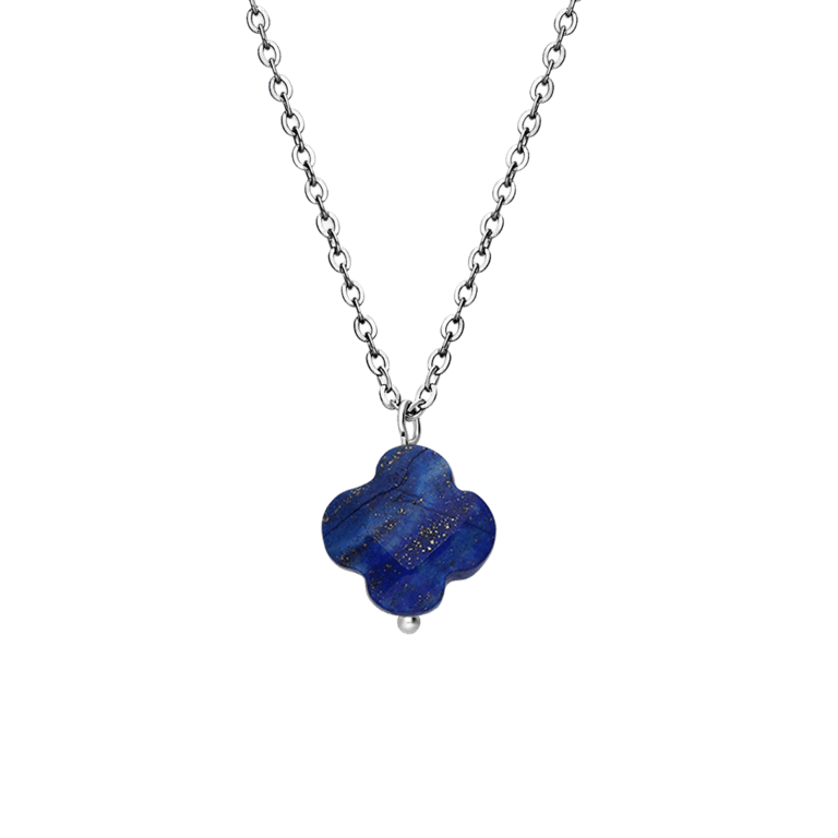 Stalen ketting met lapis lazuli