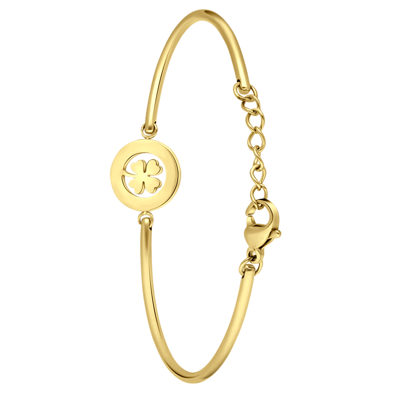 Stalen goldplated armband met open klaver