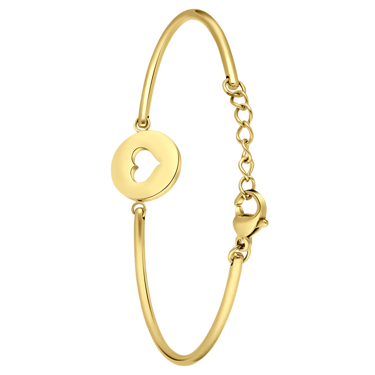 Stalen goldplated armband met open hart