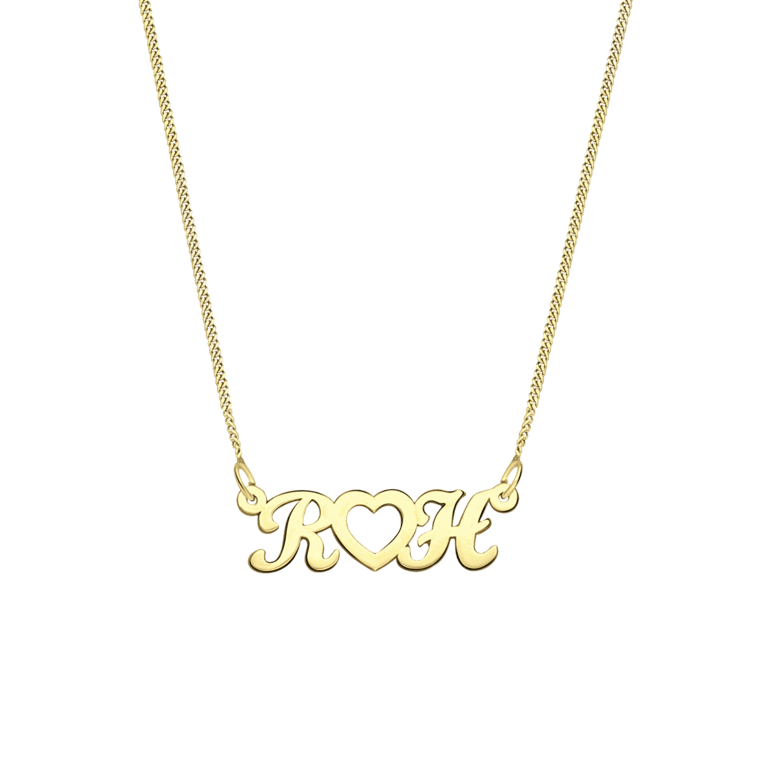 Gerecycleerd zilveren gold ketting letter<3letter