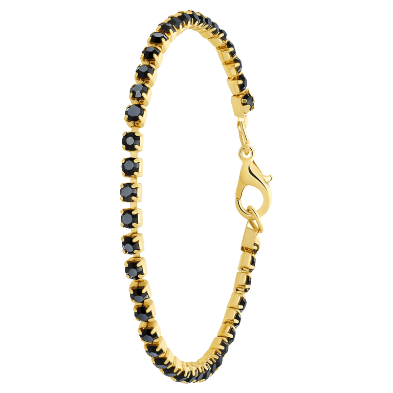 Goldfarbenes Bijoux-Armband mit schwarzen Strasssteinen