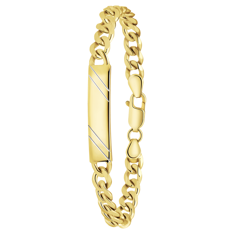 Zilveren goldplated heren plaatarmband