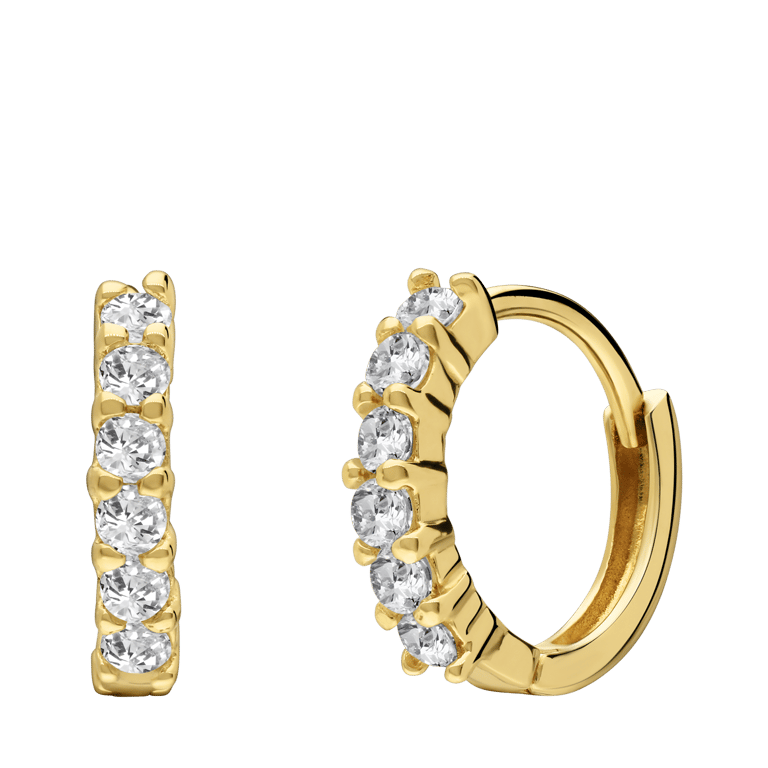 Zilveren goldplated oorringen zirkonia