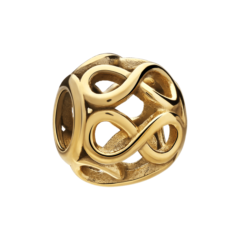 Stalen goldplated bedel met open infinity