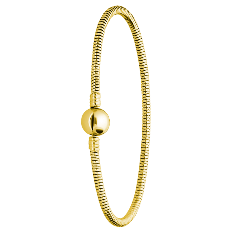 Goldplattiertes Armband aus Edelstahl mit Schlangengliedern und rundem Verschluss