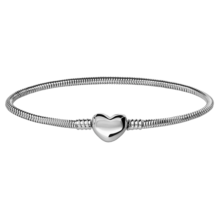 Stalen armband slang met hart sluiting