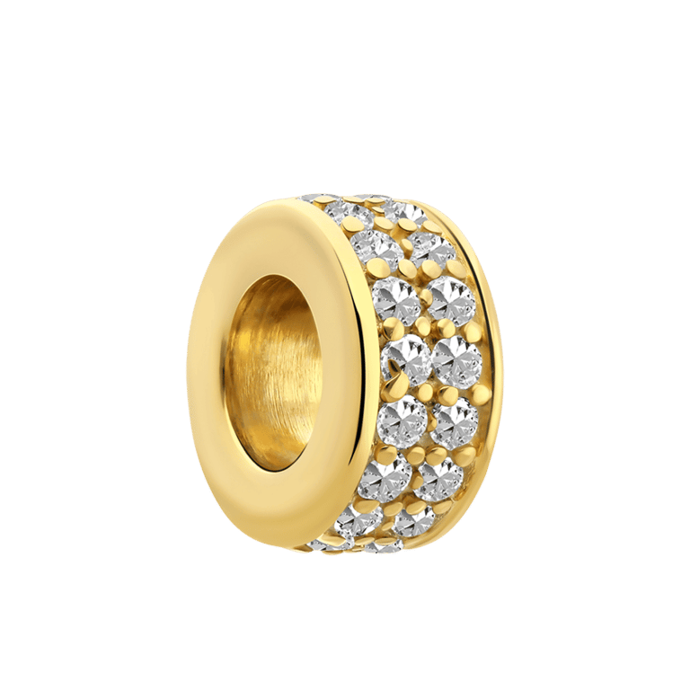 Zilveren goldplated bedel zirkonia