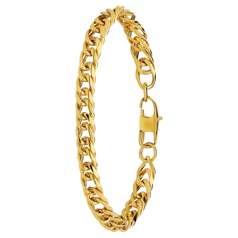 Stalen goldplated armband met gourmetschakel