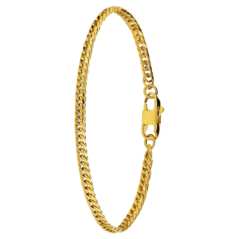 Stalen goldplated armband met gourmetschakel 4mm