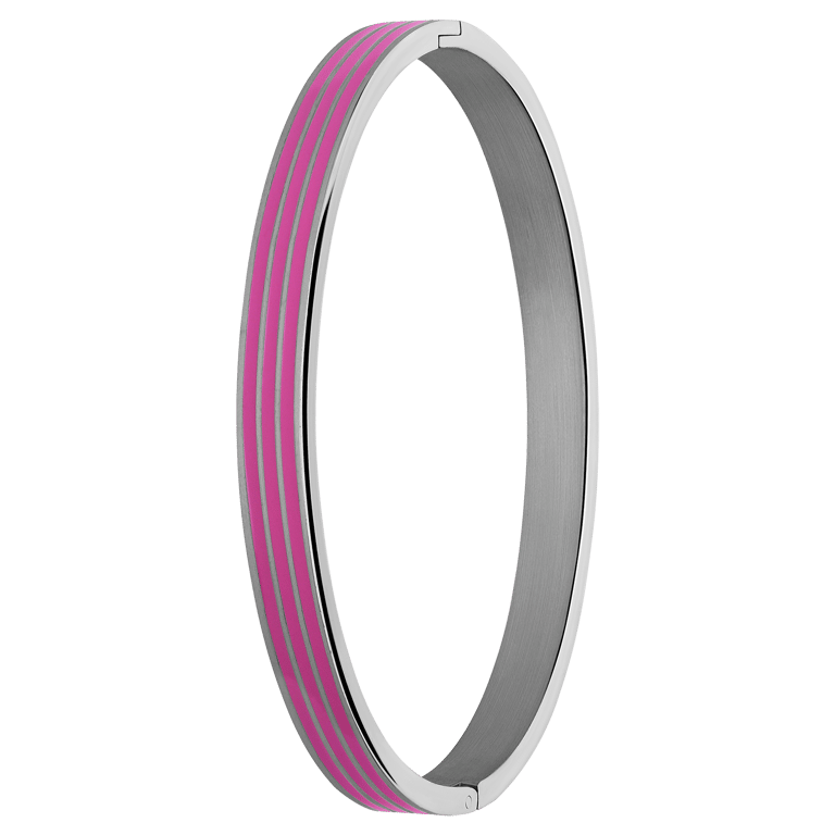 Stalen bangle met roze