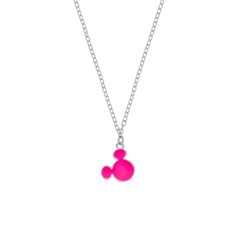 Zilveren ketting Mickey Mouse roze