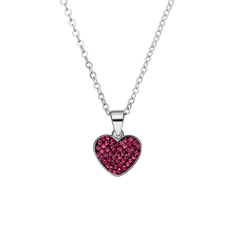 Stalen ketting hart met kristal amethyst