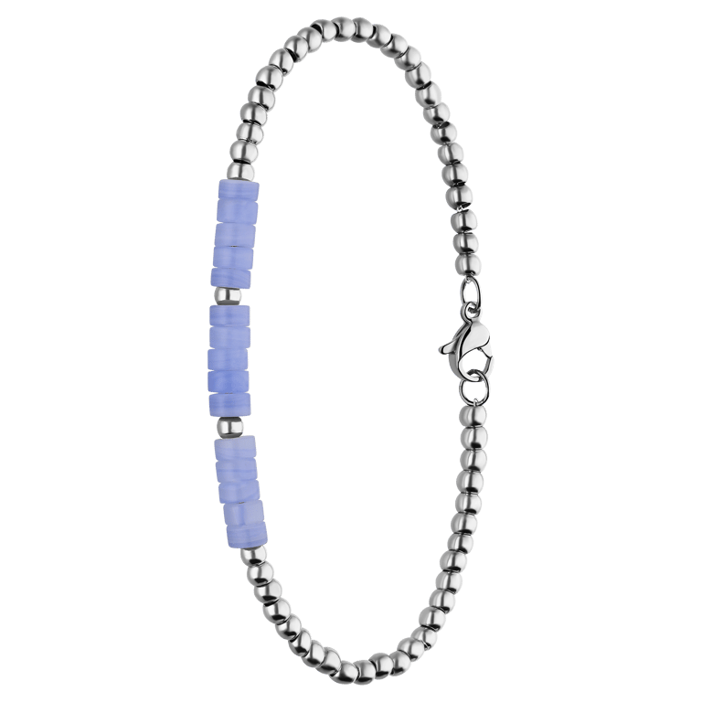 Armband aus Edelstahl mit blauem Spitzenachat