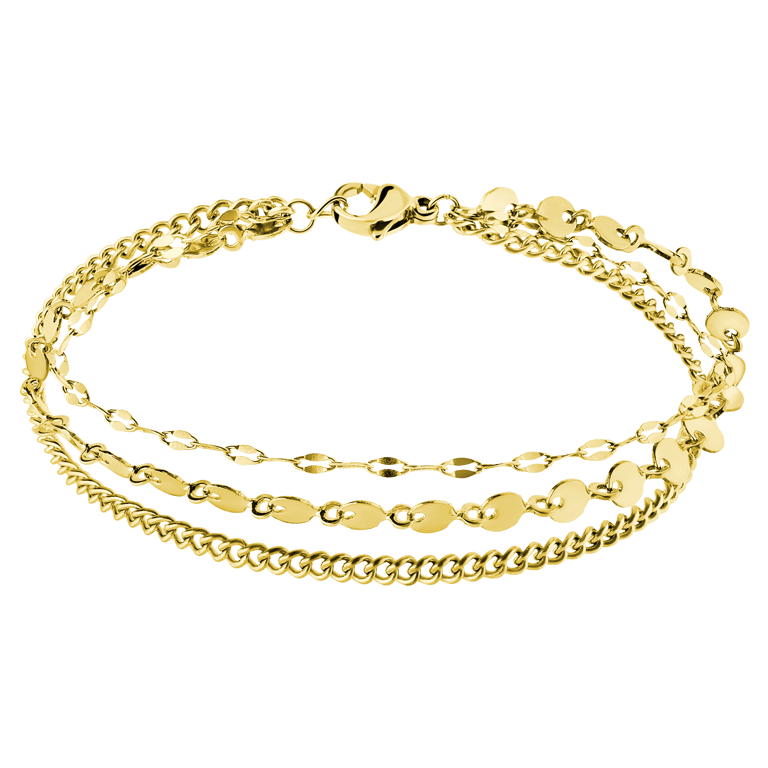 Stalen goldplated armband dubbel rond